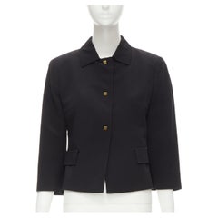 VALENTINO Vintage copper tone square buttons black cropped blazer IT44 L