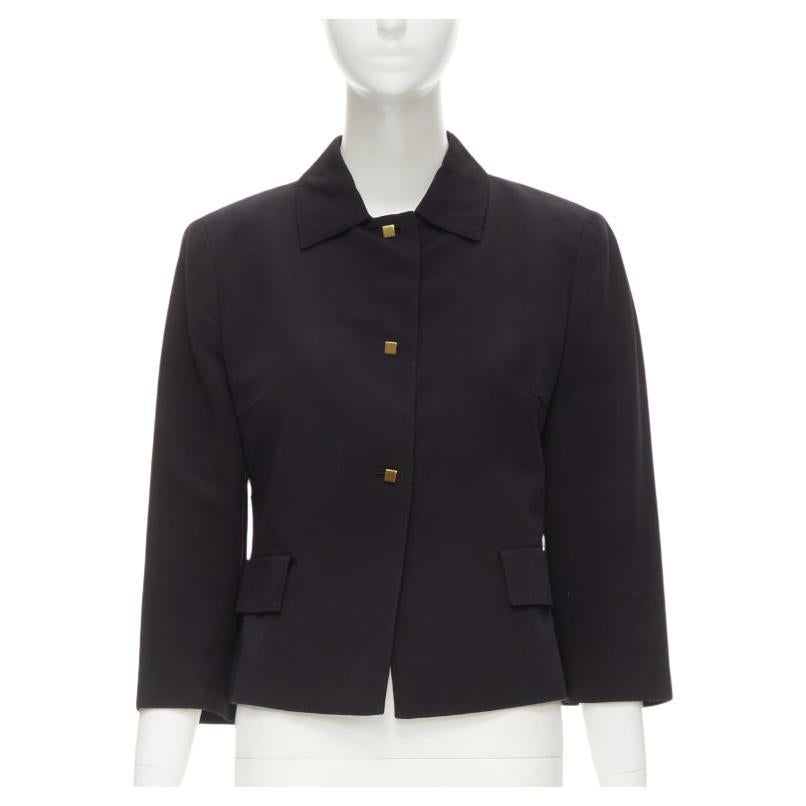 VALENTINO Vintage copper tone square buttons black cropped blazer IT44 L For Sale