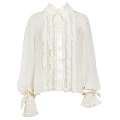 Valentino vintage cream 100% silk and lace ruffle blouse