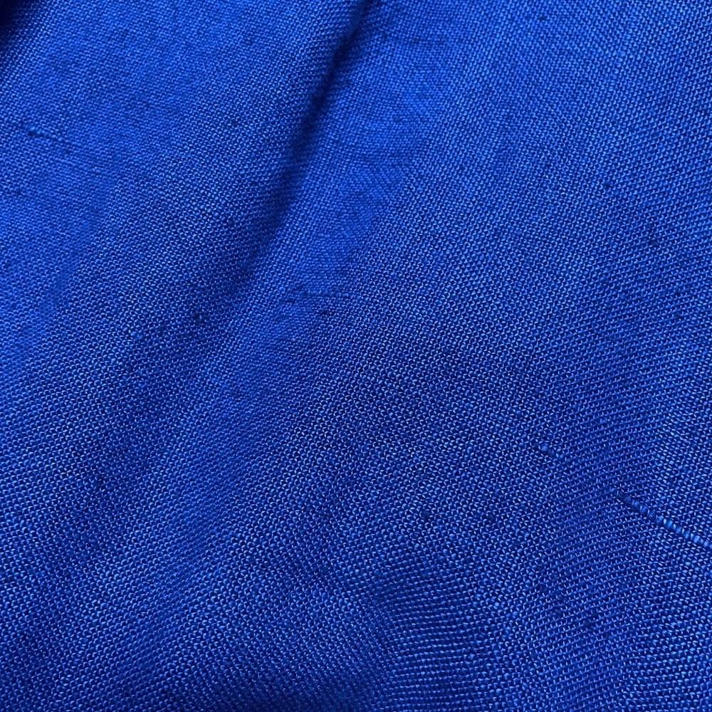 Valentino Vintage electric blue linen straight 80s upcycled trousers For Sale 2
