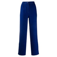 Valentino Vintage electric blue linen straight 80s upcycled trousers