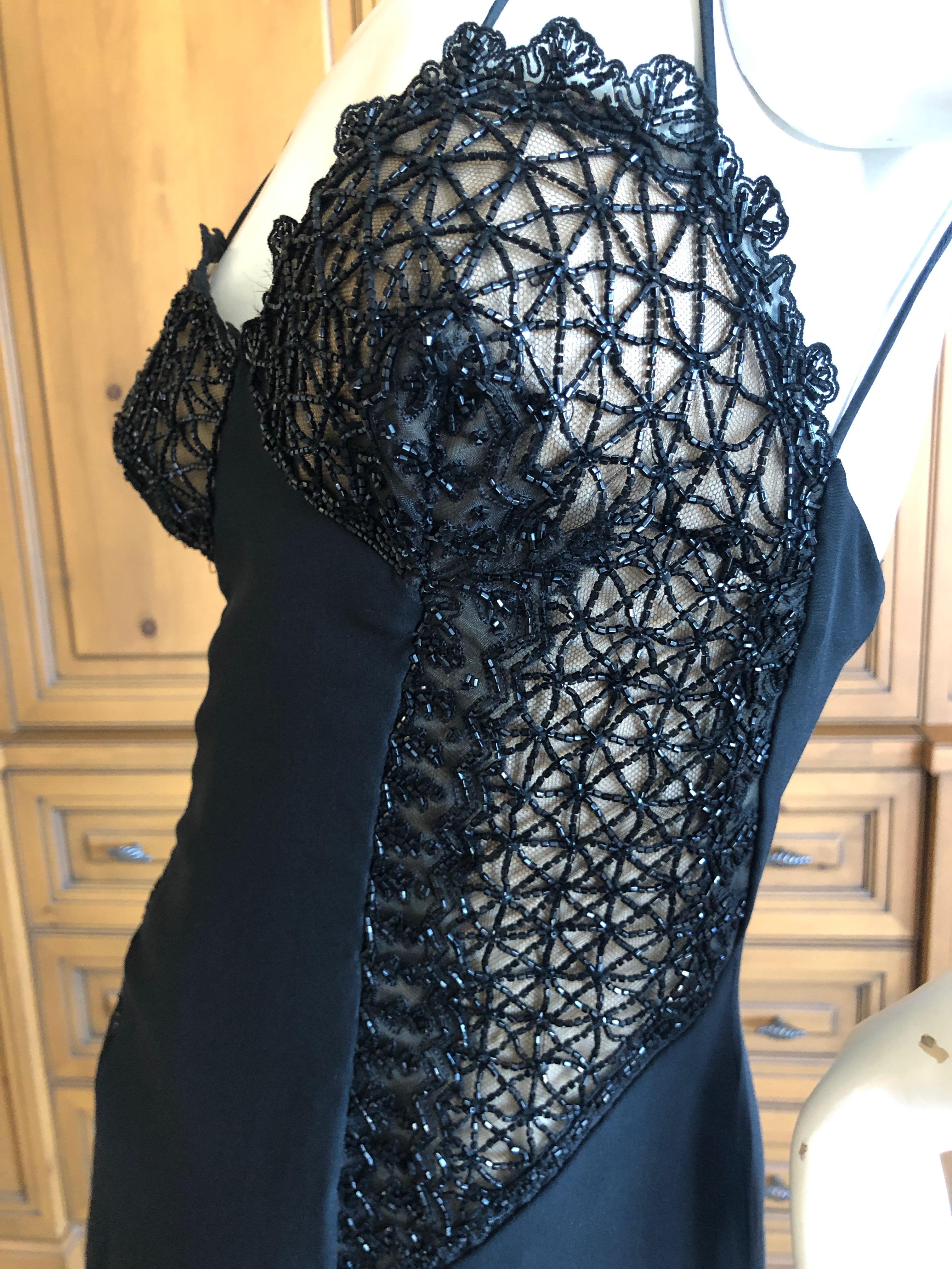 Valentino Vintage Evening Dress with Sheer Jet Bead Crystal Cage Bustier  For Sale 2