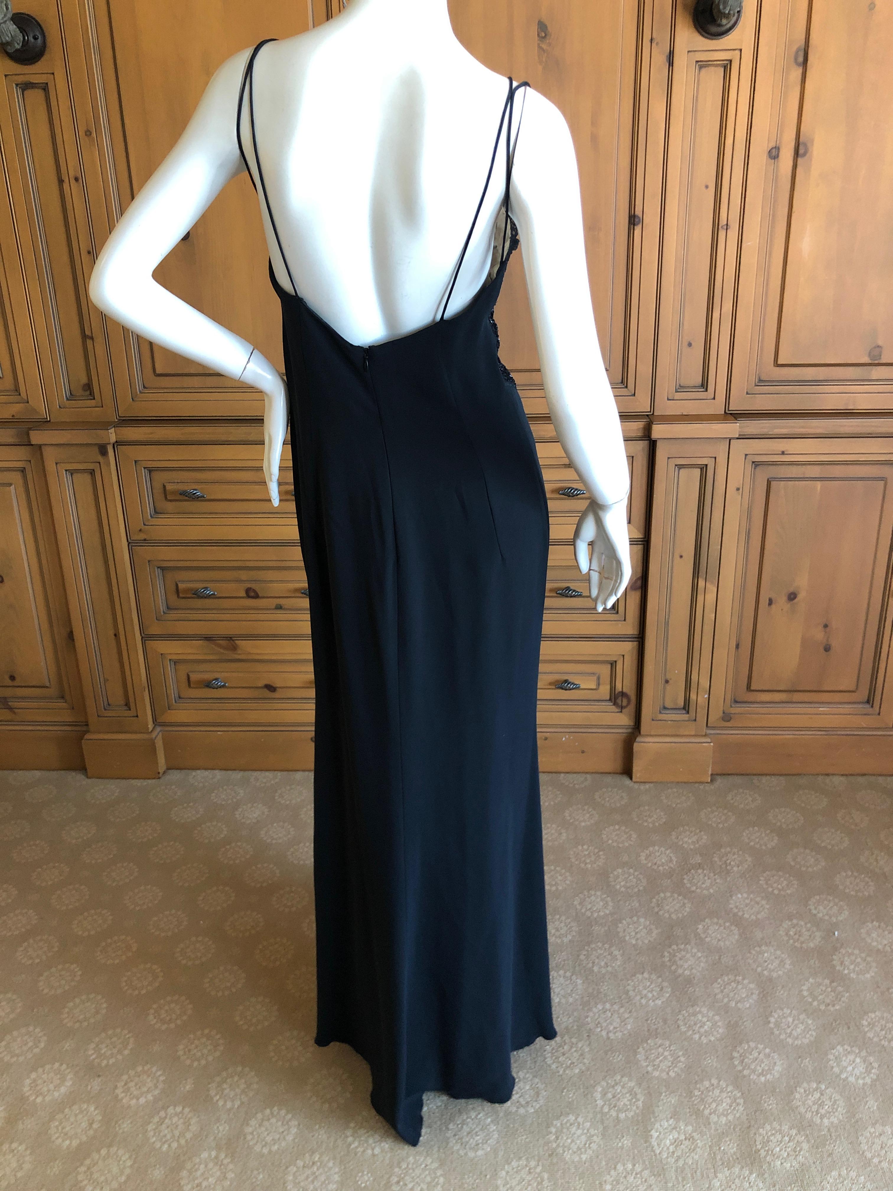 Valentino Vintage Evening Dress with Sheer Jet Bead Crystal Cage Bustier  For Sale 3