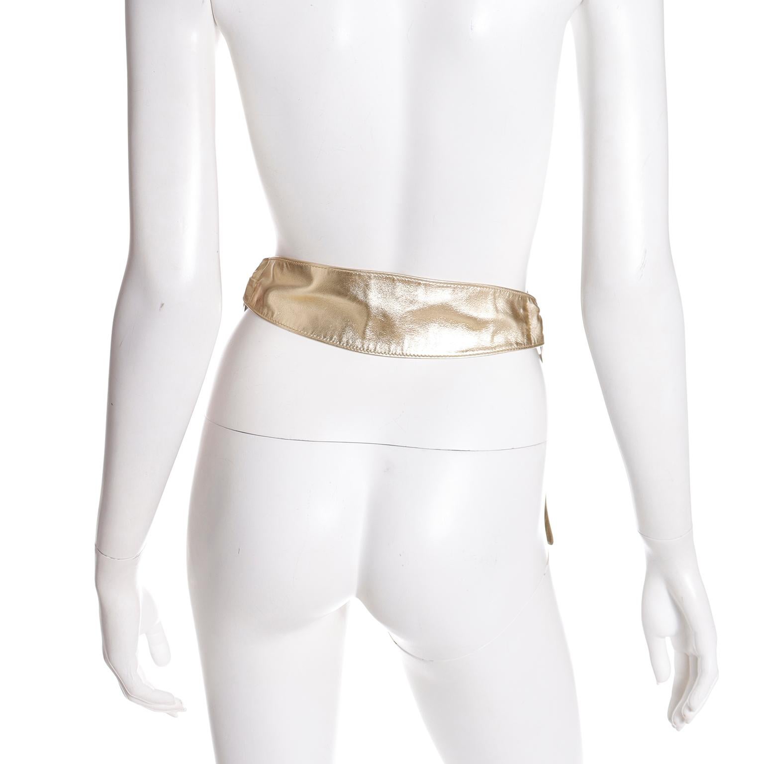 Women's Valentino Vintage Fall 2002 Gold Runway Belt With Silver Double Buckles For Sale