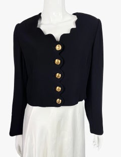 Valentino Vintage Figural Neckline Wool Blazer, 1990s