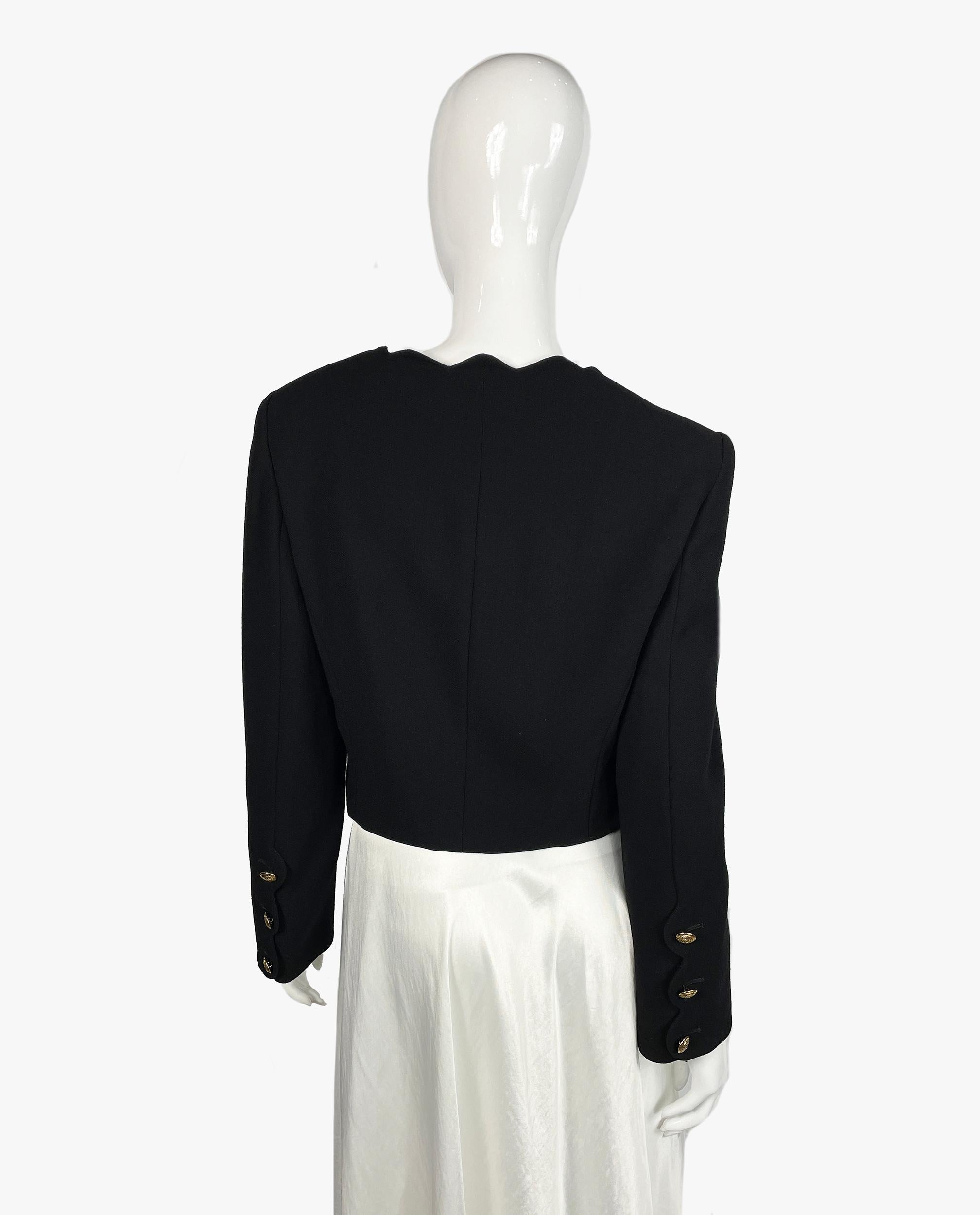 Valentino Vintage Figural Neckline Wool Blazer, 1990s In Good Condition For Sale In New York, NY
