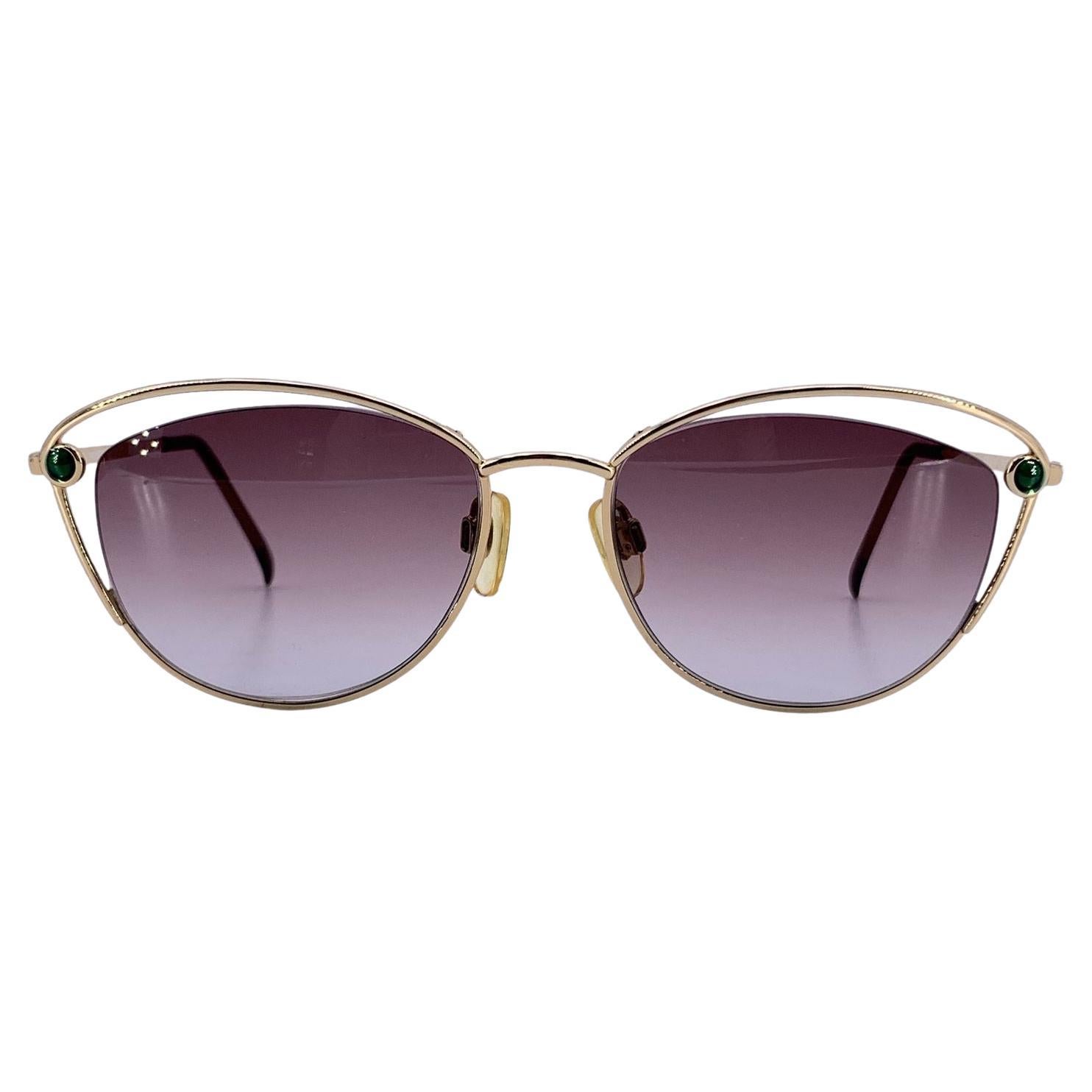 Valentino Vintage Gold Metal Green Sunglasses Mod. V390 54/17 135mm