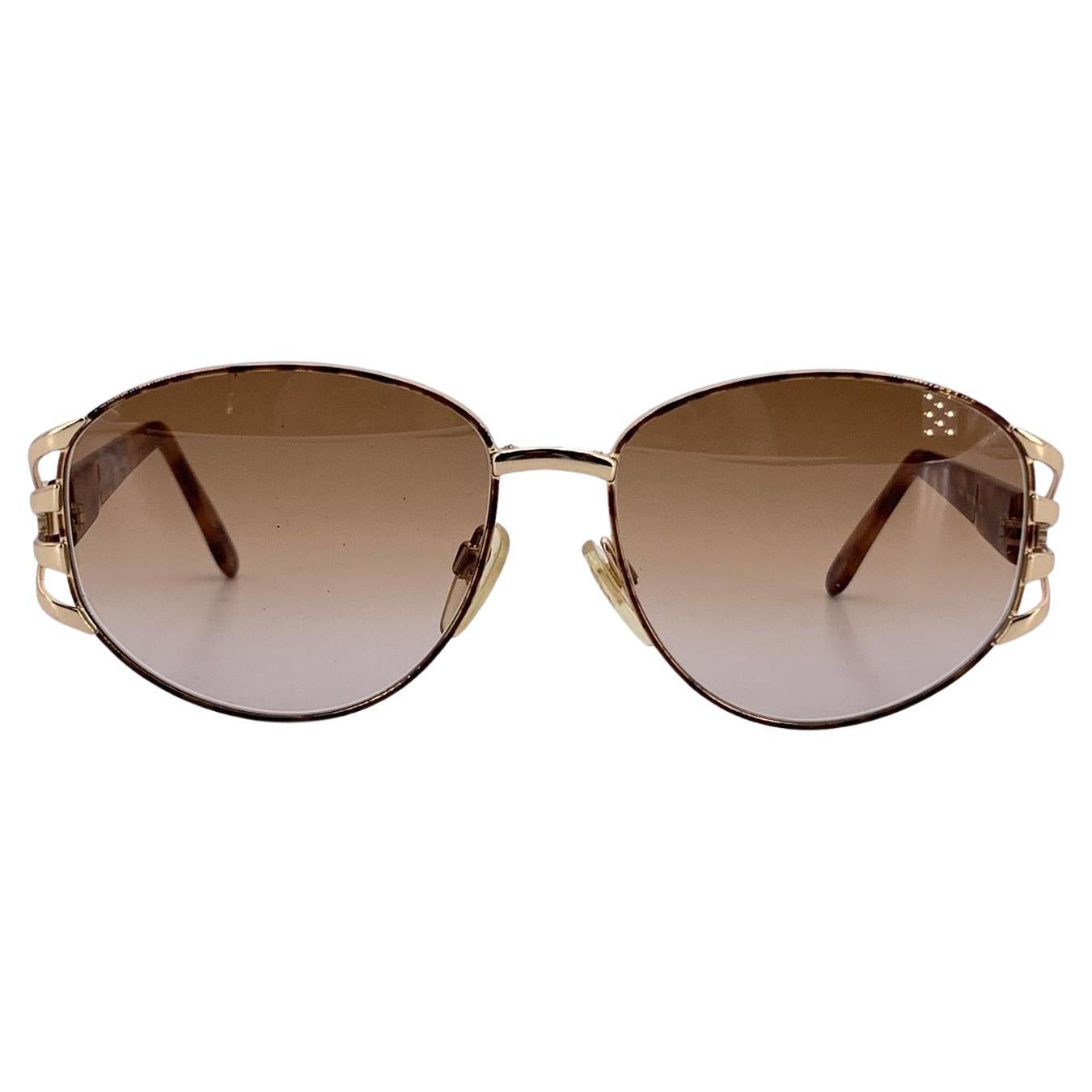Valentino Vintage Gold Metall Oval Sonnenbrille Mod. V431 58/15 130mm