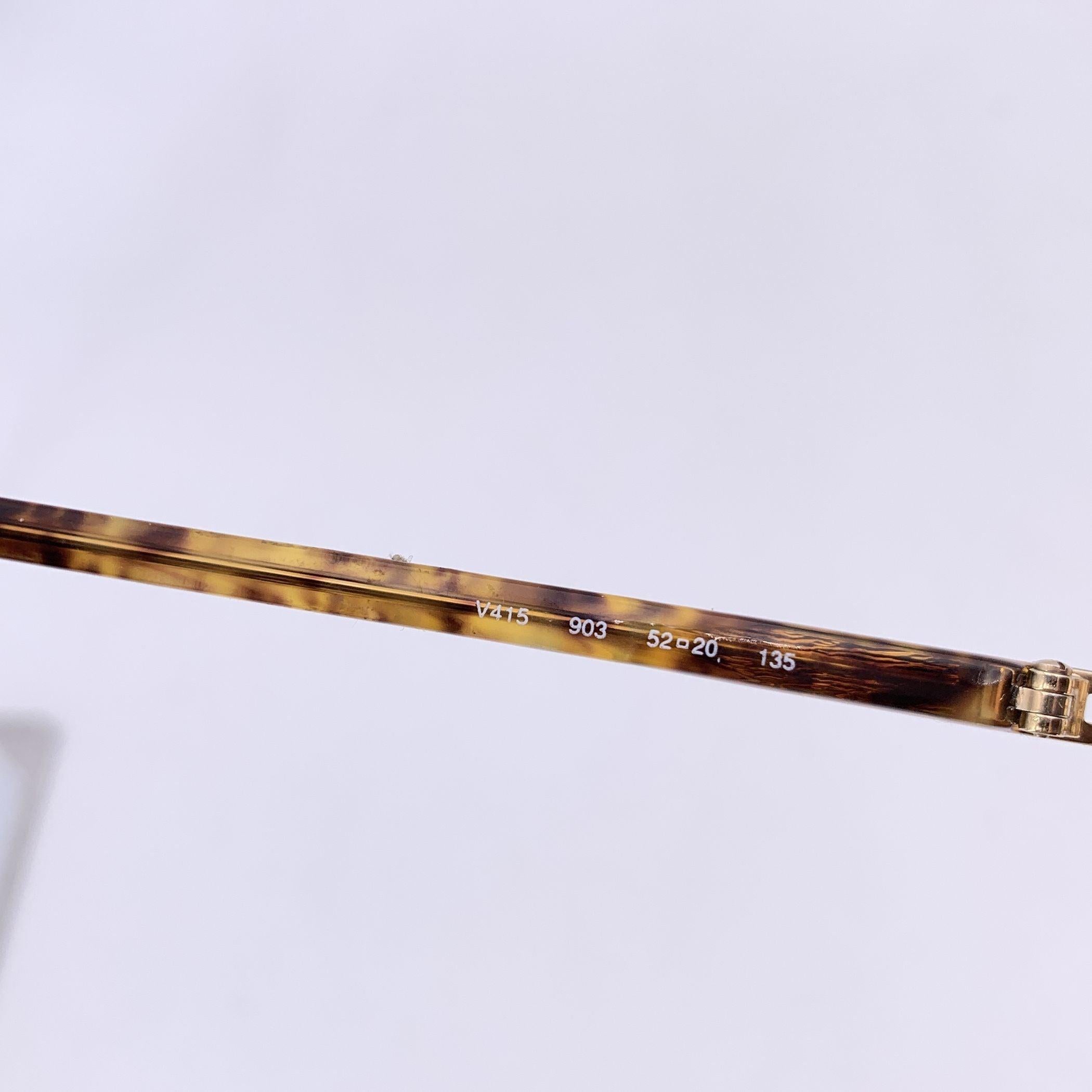 Valentino Vintage Gold Metal Round Sunglasses Mod. V415 52/20 135mm In Excellent Condition For Sale In Rome, Rome