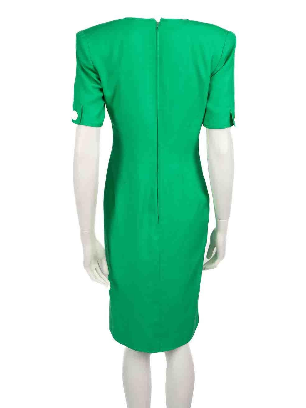 Valentino Vintage Green Button Detail Dress Size M In Good Condition For Sale In London, GB
