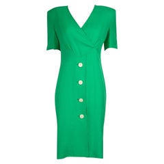 Valentino Vintage Green Button Detail Dress Size M