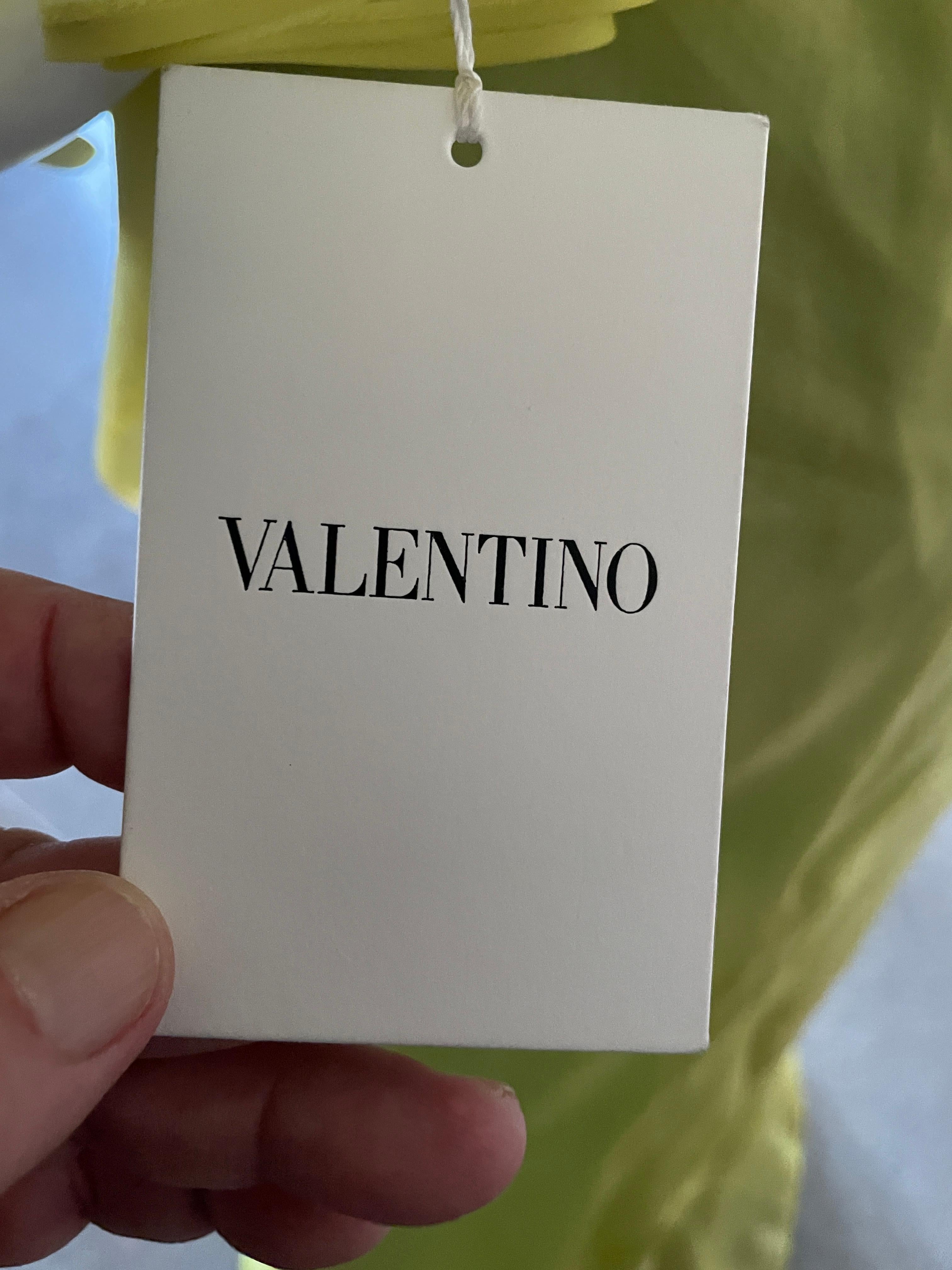 Valentino Vintage Green Silk Evening Dress with Sheer Bodice and Grand Ruff For Sale 10