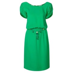 Valentino Vintage green silk midi 90s dress