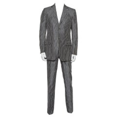 Valentino Vintage Grey Striped Synthetic Suit L