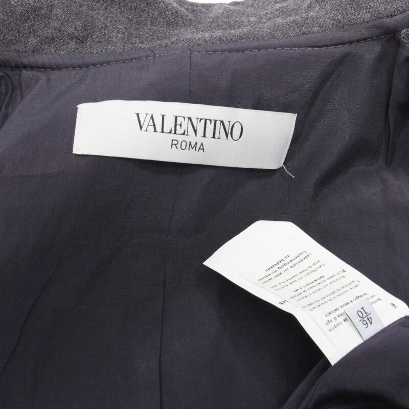 VALENTINO Chaqueta gris vintage de lana virgen con cuello de volante y detalle militar IT46 L en venta 4