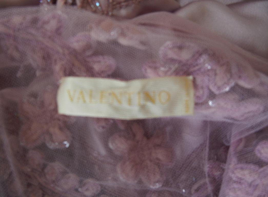 Women's  Valentino Vintage Hand Embroidered Lilac Runway Evening Gown Dress   New!