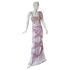  Valentino Vintage Hand Embroidered Lilac Runway Evening Gown Dress   New!