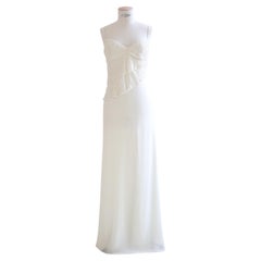 Valentino vintage ivory ruffle beaded silk bridal wedding slip maxi dress gown