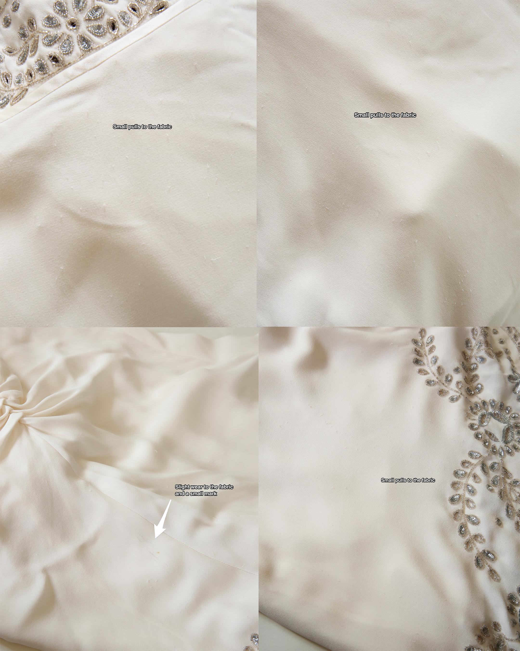 Valentino Valentino Vintage elfenbein Silber Pailletten Perlen rückenfreies Hochzeitskleid Maxikleid 14