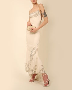 Valentino vintage ivory silver sequin beaded backless wedding dress maxi gown