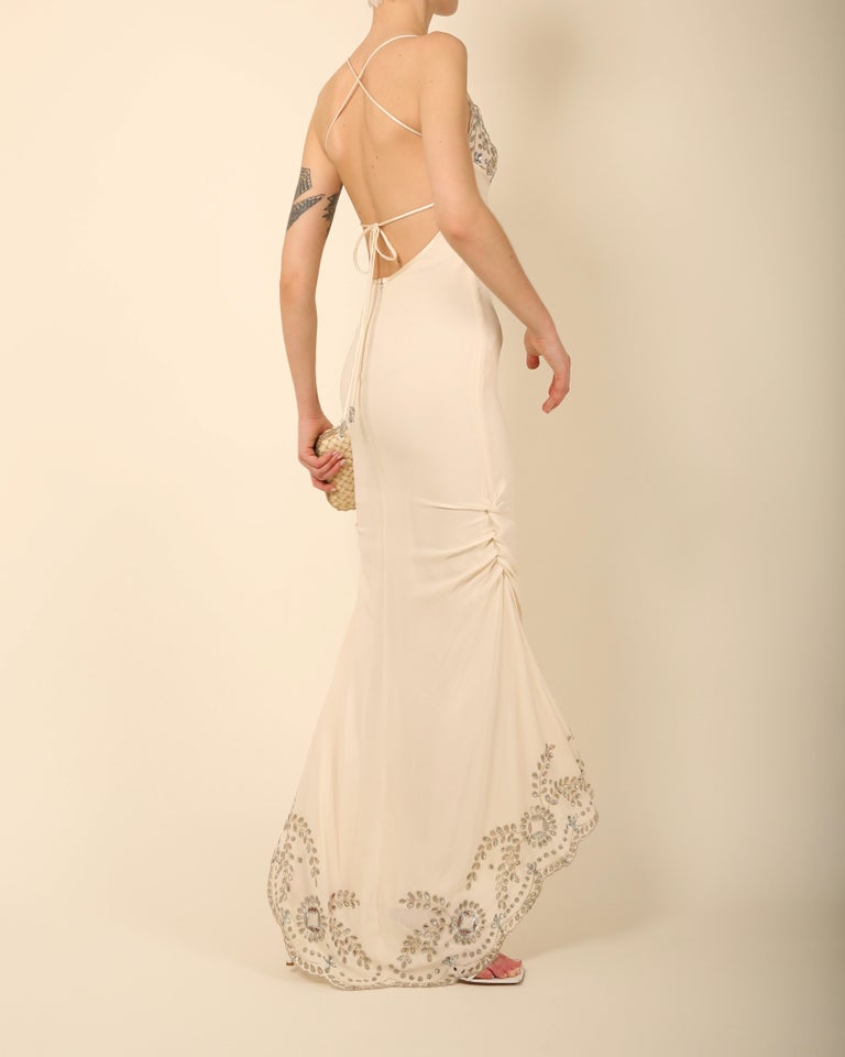 Valentino vintage ivory silver sequin beaded backless wedding dress ...