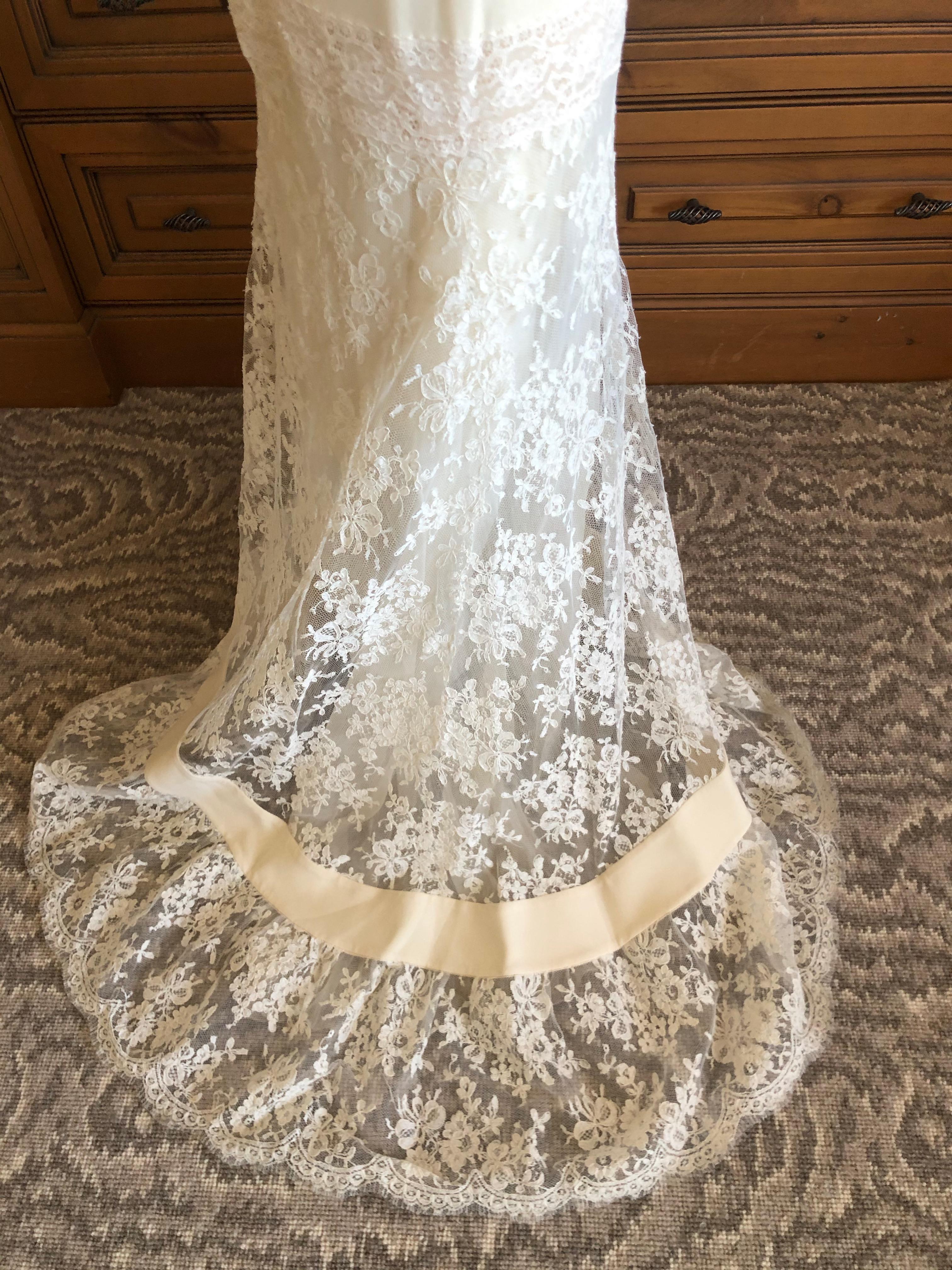 Valentino Vintage Lace Wedding or Evening Dress with Train For Sale 4