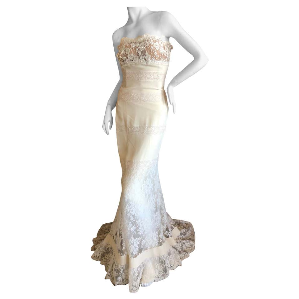 Valentino Vintage Lace Wedding or Evening Dress with Train at 1stDibs