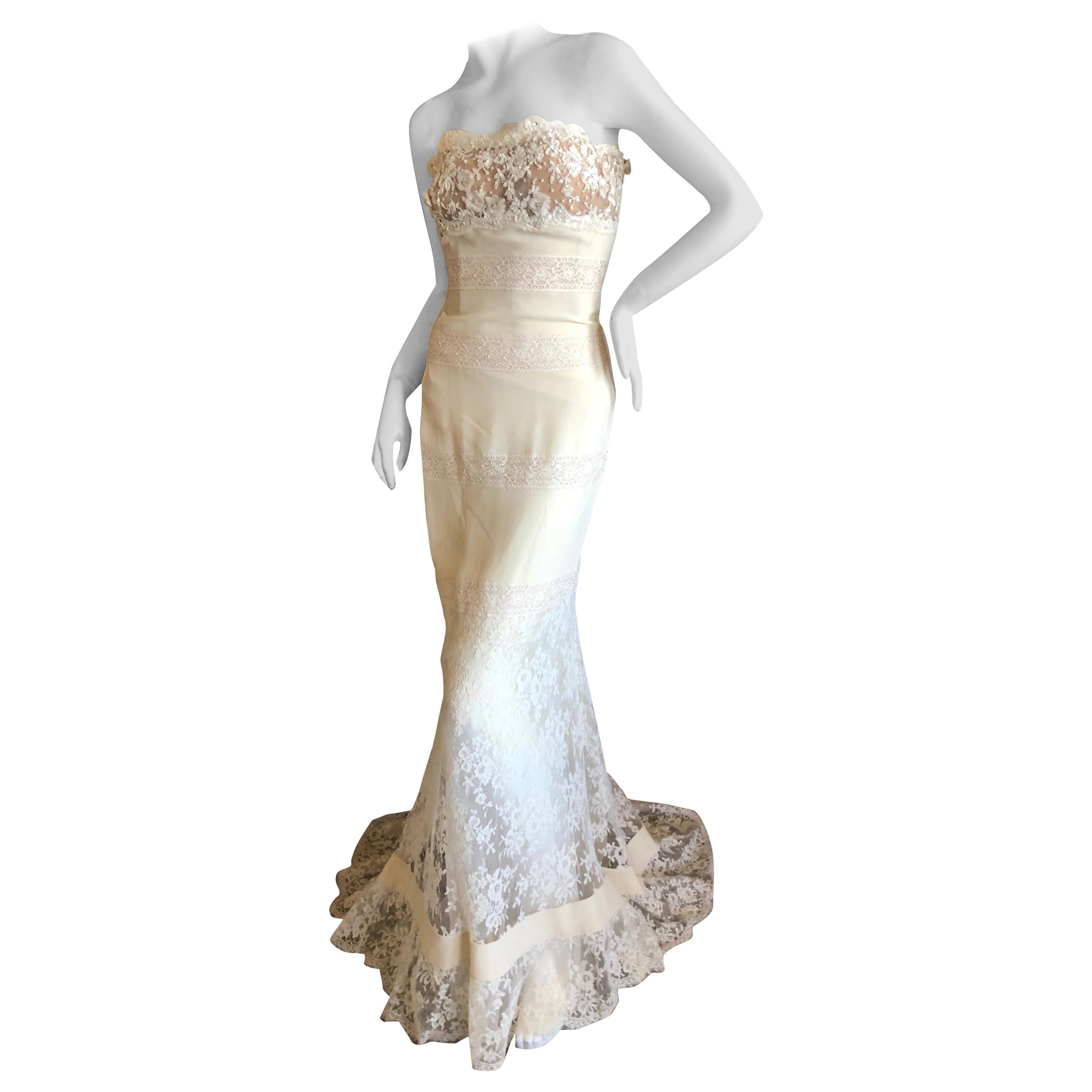 Valentino Vintage Lace Wedding or Evening Dress with Train For Sale