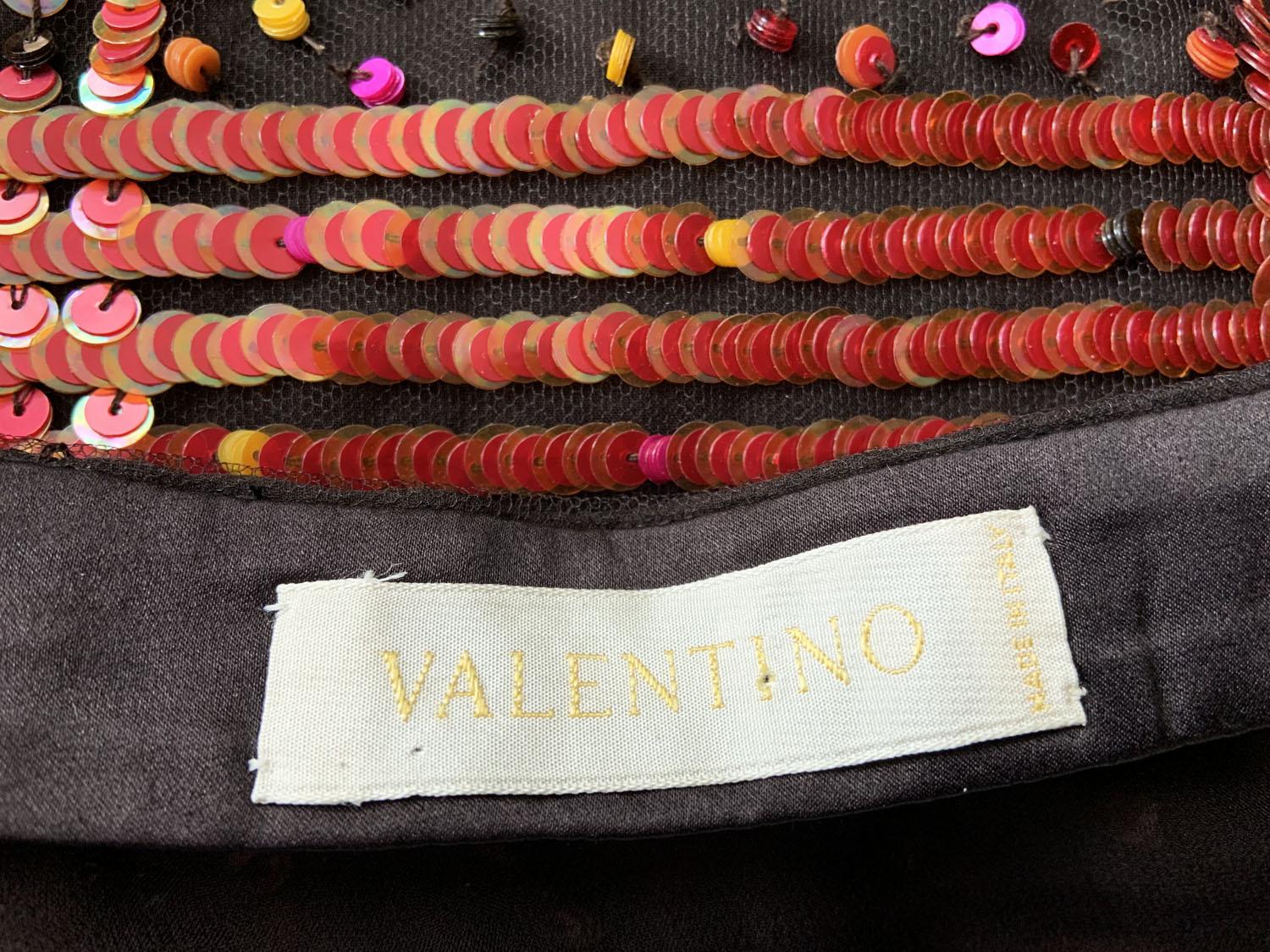 Valentino Vintage Mehrfarbiger halbdurchsichtiger Abendrock mit Pailletten M im Angebot 1