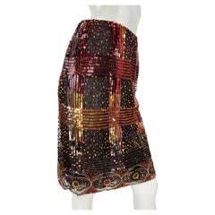 Valentino Vintage Multi Color Sequins Semi Sheer Evening Skirt M