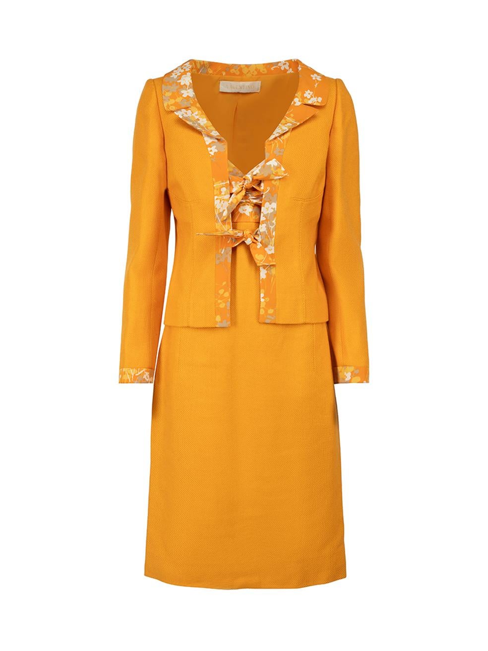 Valentino Vintage Orange Jacket & Dress Set Size L For Sale