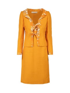 Valentino Vintage Orange Jacket & Dress Set Size L