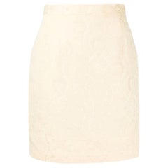 Valentino Vintage pastel yellow jacquard cotton mini 80s skirt