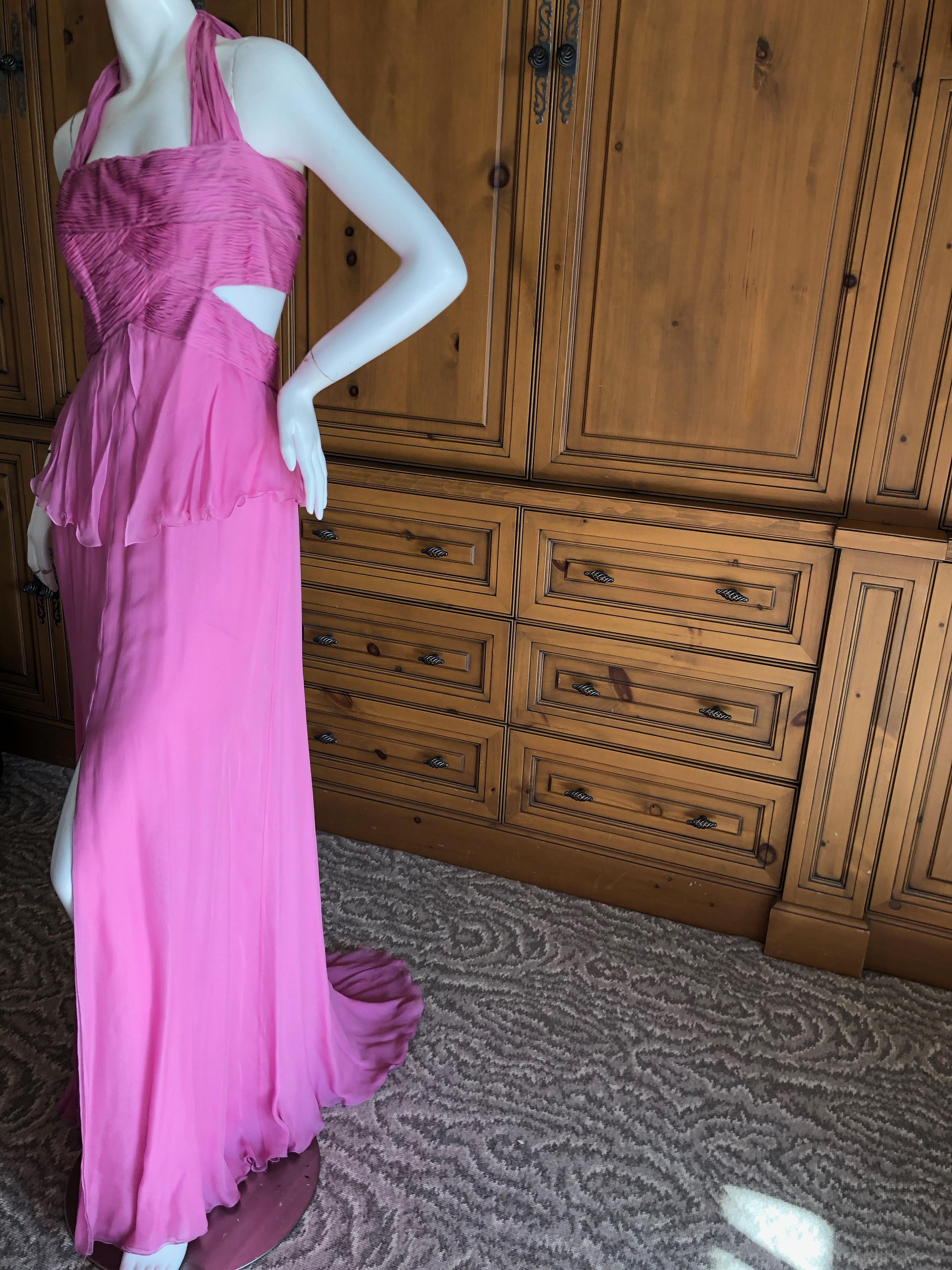 Women's Valentino Vintage Pink Silk Evening Dress with Bow Tie Back For Sale