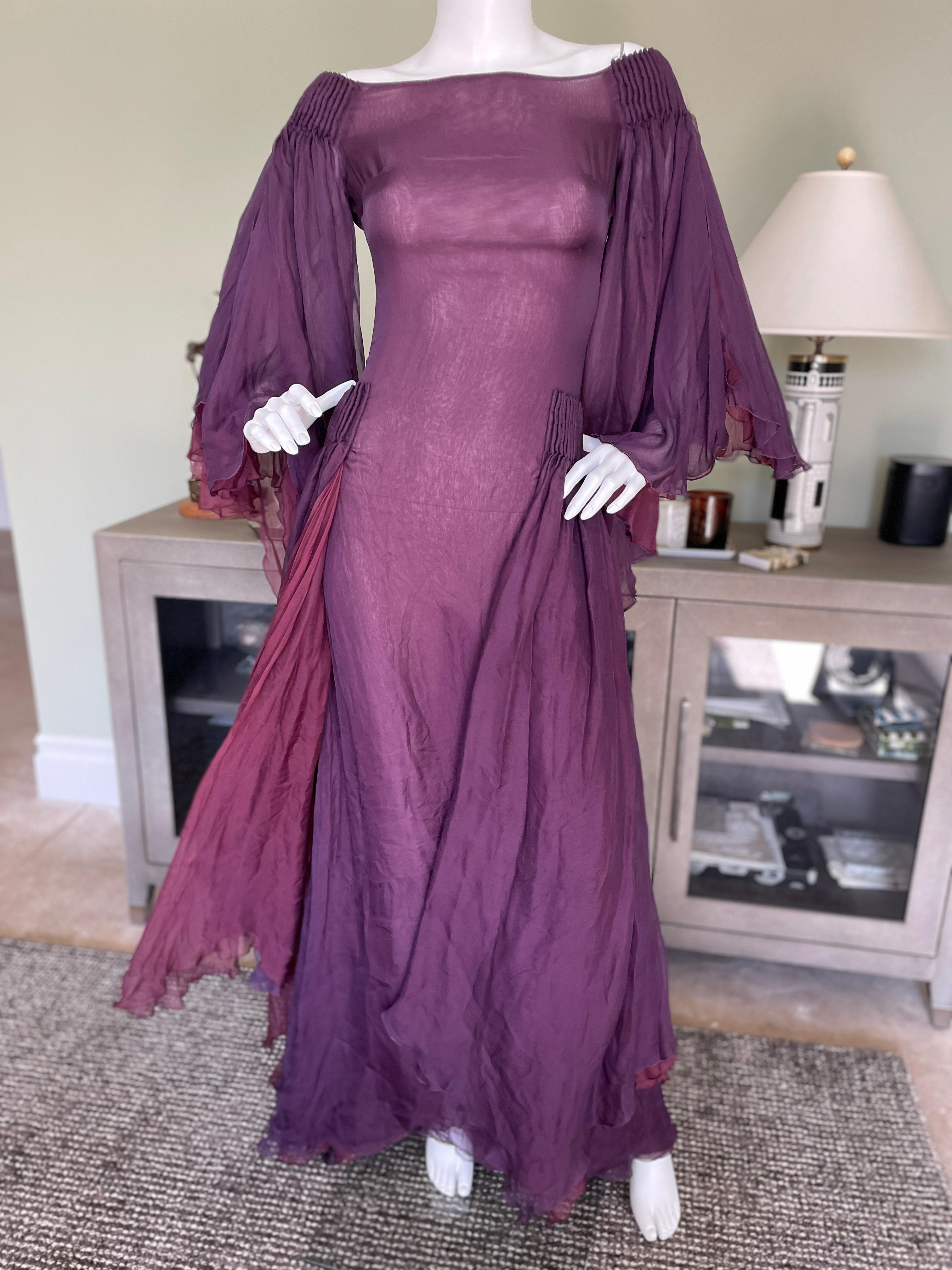 purple silk dress with sleeves