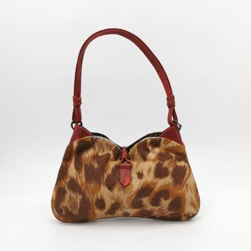 Valentino Vintage Red Leopard Print Pony-style Calfskin Embroidered Shoulder Bag
 These are professional photos of the actual bag offered 
 CONDITION: VERY GOOD
 Light rubbing around the corners.
 DETAILS 
 
 Valentino
 Garavani
 Pony-style calfskin