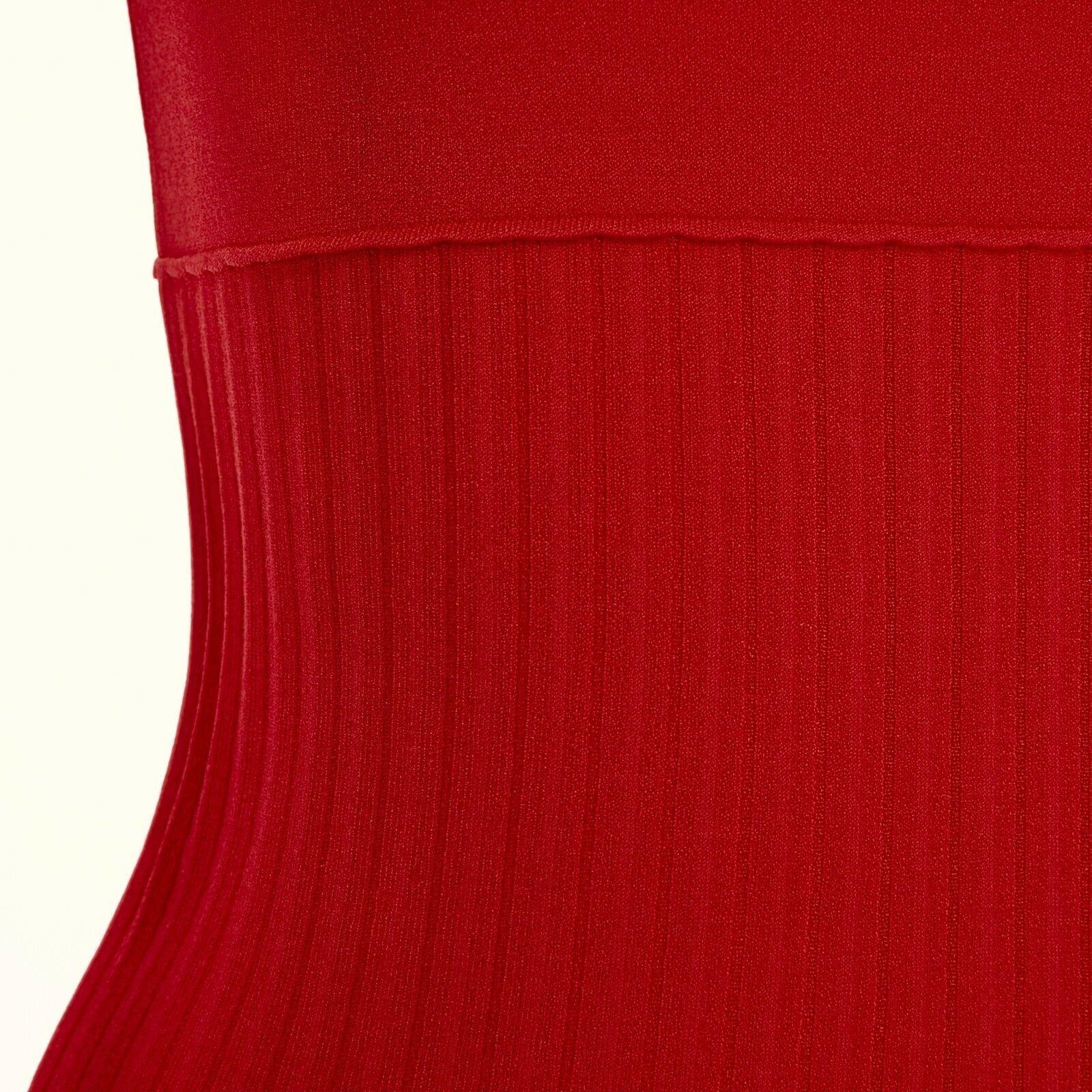 VALENTINO Vintage red viscose blend knitted ribbed hem sleeveless top XS 4
