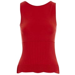 VALENTINO Vintage red viscose blend knitted ribbed hem sleeveless top XS