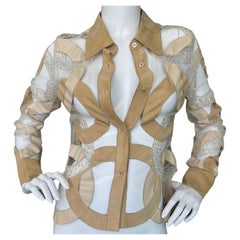 Valentino Vintage Sheer Tulle Suede and Leather Embellished Evening Jacket