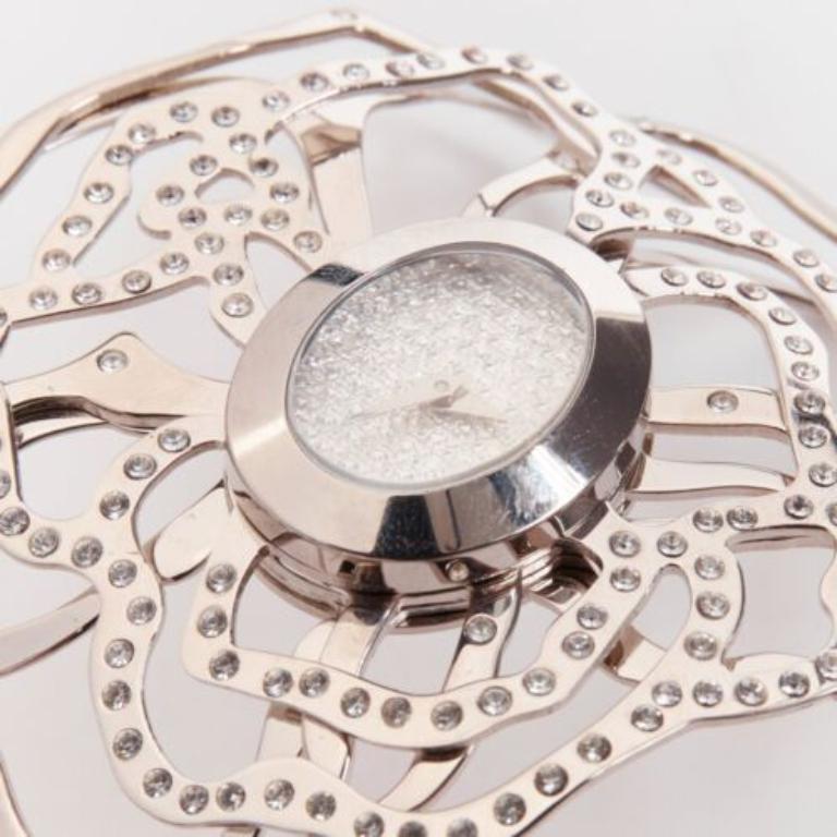 VALENTINO Vintage silver crystal flower stainless steel  display picture 3