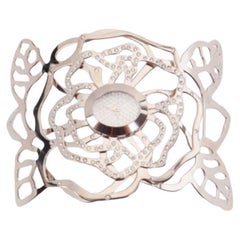 VALENTINO Vintage silver crystal flower stainless steel bracelet watch