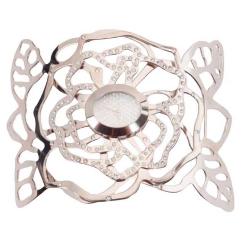 VALENTINO Vintage silver crystal flower stainless steel  display picture 2