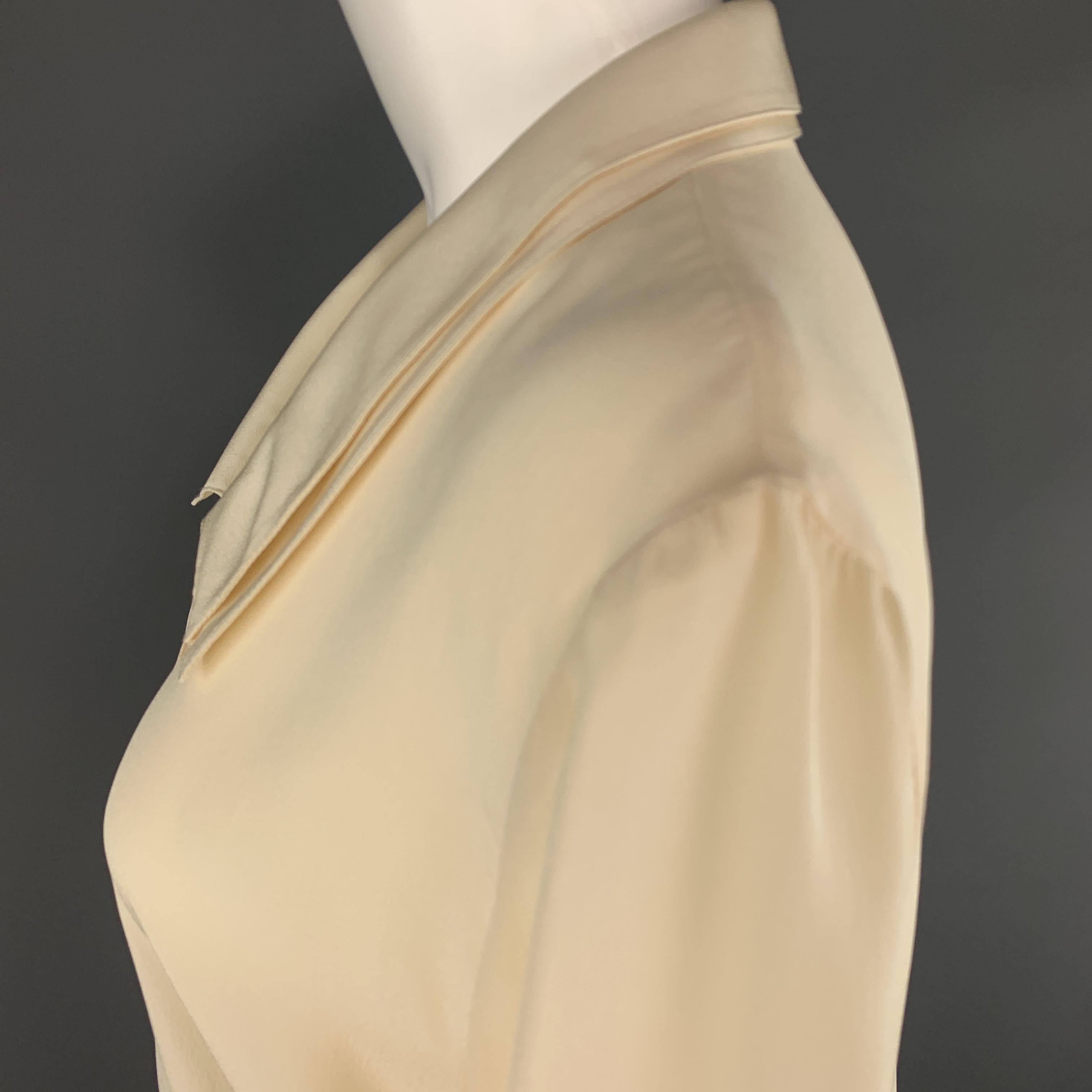 Beige VALENTINO Vintage Size L Cream Silk Double Collar Short Sleeve Blouse