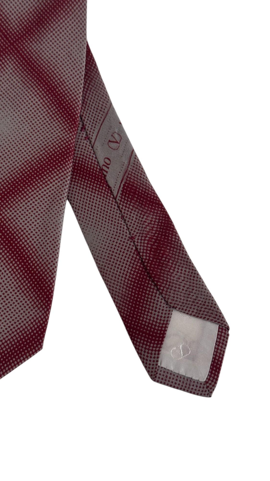 Donna Valentino Vintage Tie – Burgundy and Grey Geometric Pattern – Made in Italy in vendita