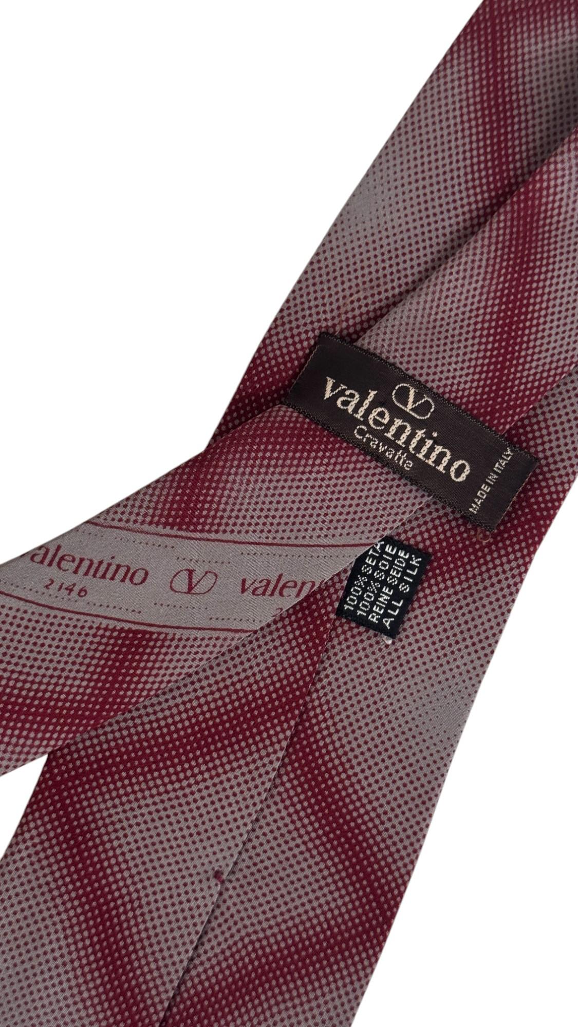 Valentino Vintage Tie – Burgundy and Grey Geometric Pattern – Made in Italy in vendita 2