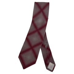 Valentino Vintage Tie – Burgundy and Grey Geometric Pattern – Made in Italy