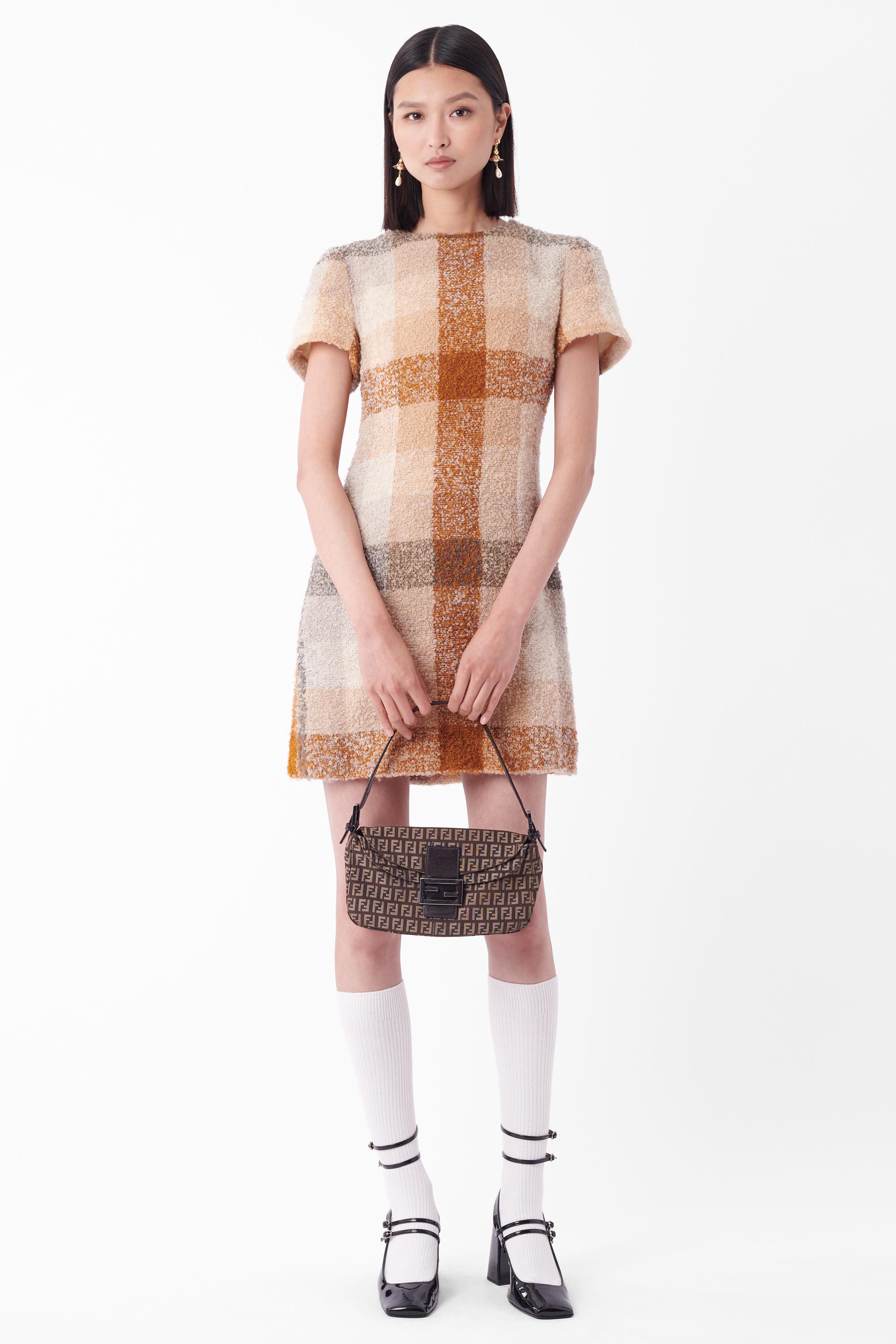 Valentino Vintage Valentino Bouclé Check Dress In Good Condition For Sale In London, GB
