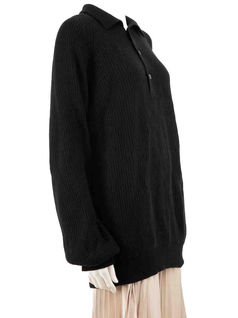 CONDITION is Very good. Hardly any visible wear to jumper is evident on this used Valentino Studio designer resale item.
 
 Details
 Unisex
 Vintage
 Black
 Cashmere
 Long sleeves jumper
 Knitted and stretchy
 Polo V neckline
 Front button up