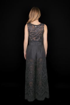 Valentino Vintage Women's Black Knitted Top with Pearls & Sequins, S