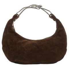 VALENTINO Vintage Y2K brown suede double Serpent metal handle hobo bag